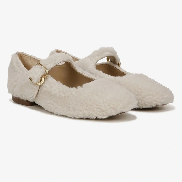Sam Edelman Kids Cream Fuzzy Dress Shoes - Picture 2 of 11